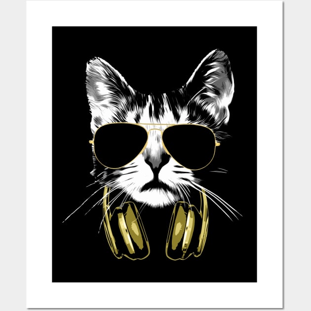 Dj Cat Bling Bling Wall Art by Nerd_art